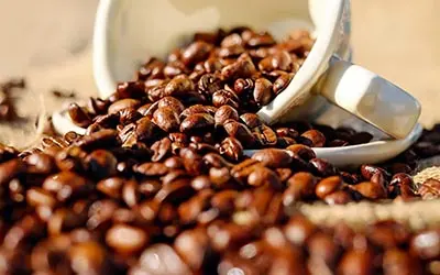 café en grains et une tasse